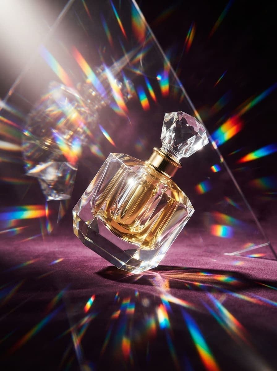 AI product photography scene — beauty faceted perfume bottle | rawbit