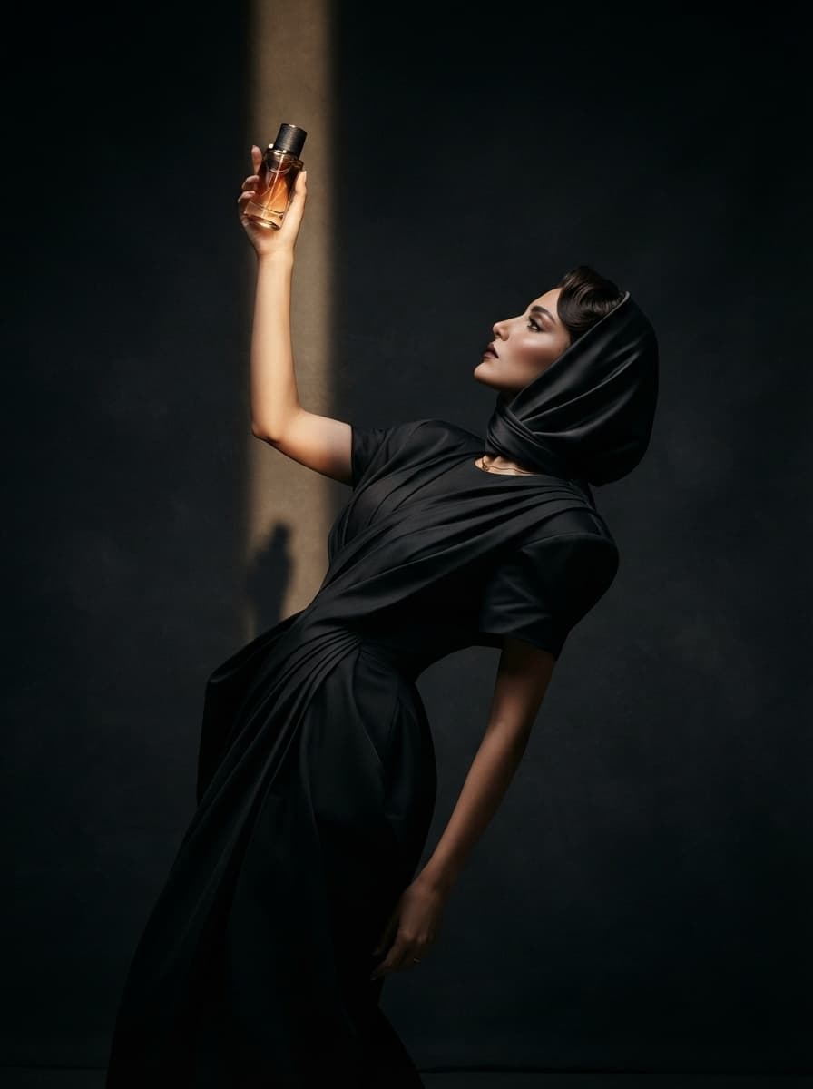 AI product photography scene — beauty perfume spotlight | rawbit