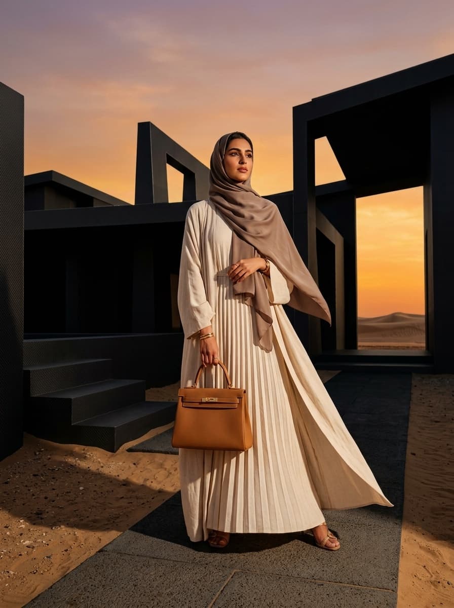 AI product photography scene — fashion desert silhouette | rawbit