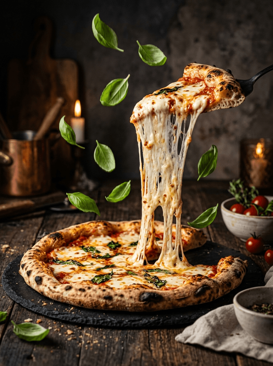 AI product photography scene — food pizza cheese pull | rawbit